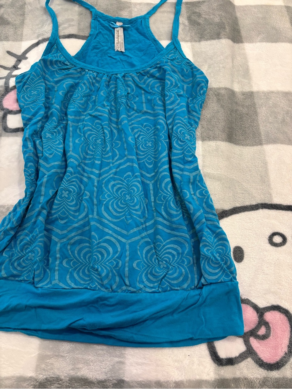 Garage Blue Patterned Racerback Tank Top - Picture 3 of 7